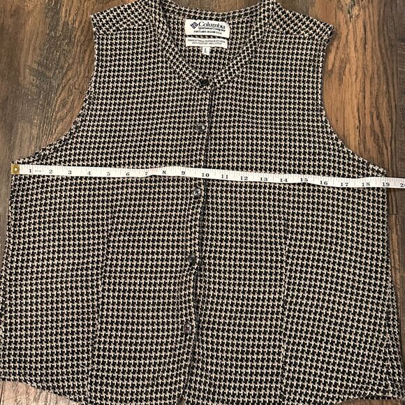 Columbia Rare 100% Cotton Tweed Black and White Vest Classic Knitted - Picture 8 of 9